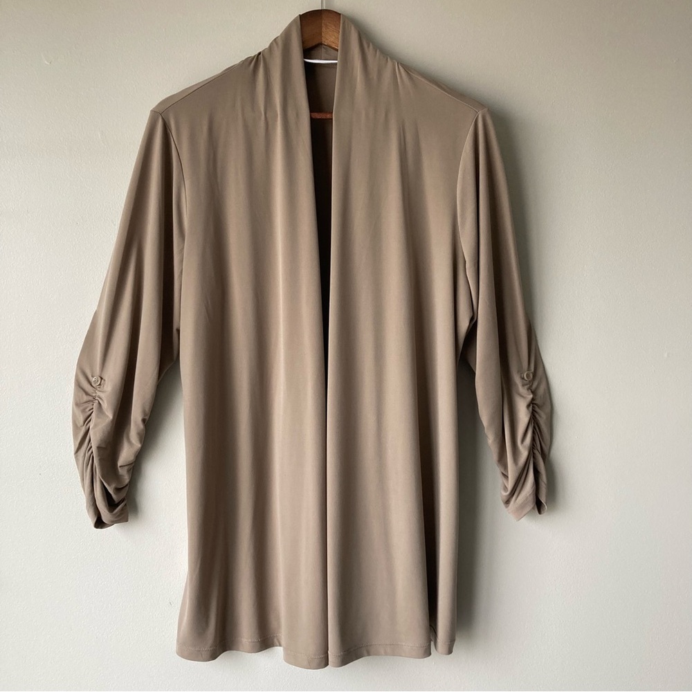 Susan‎ Graver Beige Open Front Cardigan